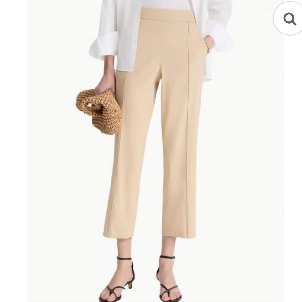 Vince Tan Cropped Easy Wool Pull on Pants